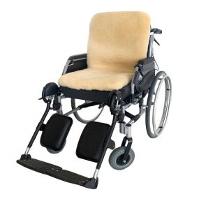 Coussin de siège en peau de mouton pour fauteuil roulant